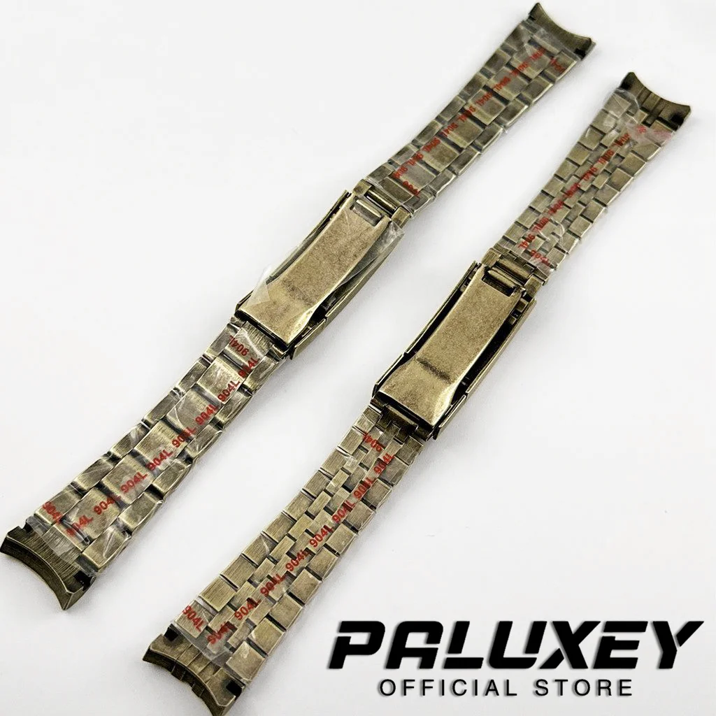 Pulsera de alta calidad de 20mm 904L, correa de reloj de bronce, hebilla plegable, cierre de bloqueo deslizante, correa de acero inoxidable sólido