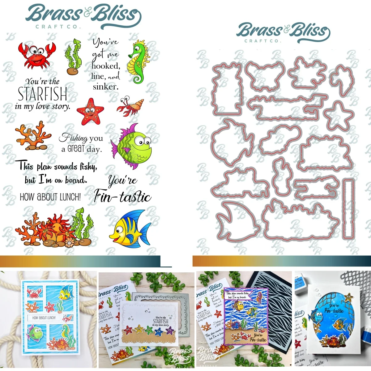 

Sayings Under the Sea Animal Metal Cutting Dies Clear Stamps for DIY Making Card Scrapbook Embossed Paper Album Craft Die