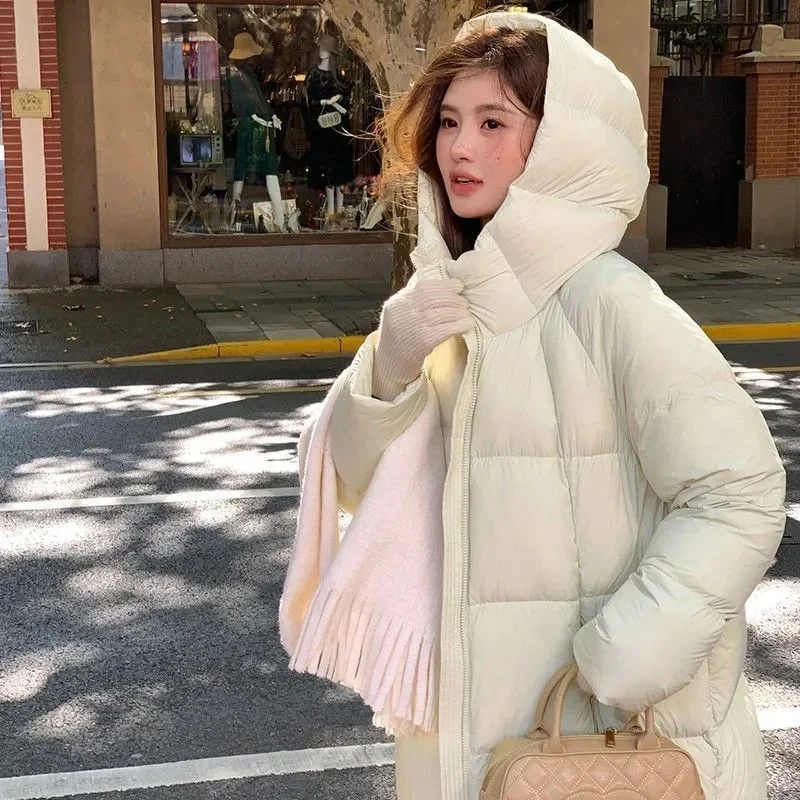Unten Baumwolle Mantel Frauen Parkas Winter 2025 Neue Koreanische Warme Baumwolle Gefütterte Jacke Starke Mit Kapuze Windjacke Oberbekleidung Damen Top Flut