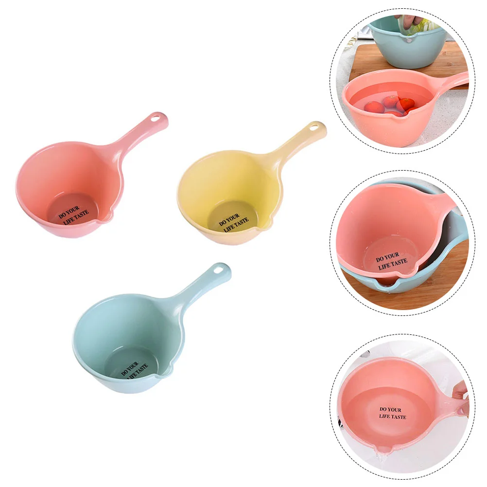 

3 Pcs Bucket Water Ladle PP for Home Round Dipper Kitchen Cooking Watering Long Child