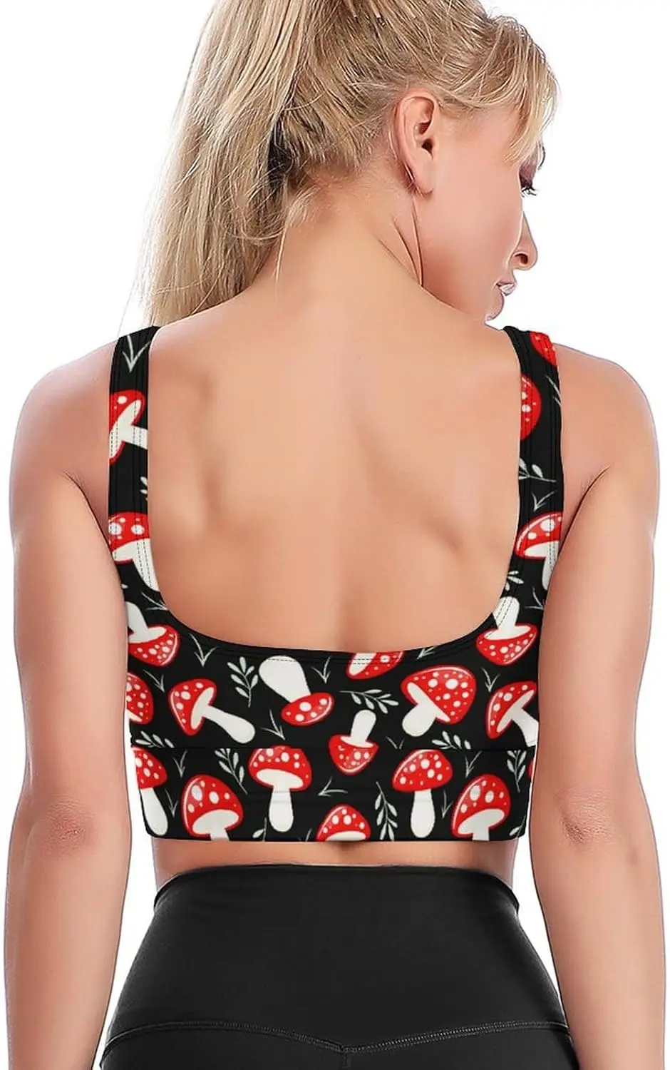 Sports Bras for Women Mushroom Yoga Bra Wireless Back Smoothing Ladies Racerback Workout Bras Tank Tops with Padded