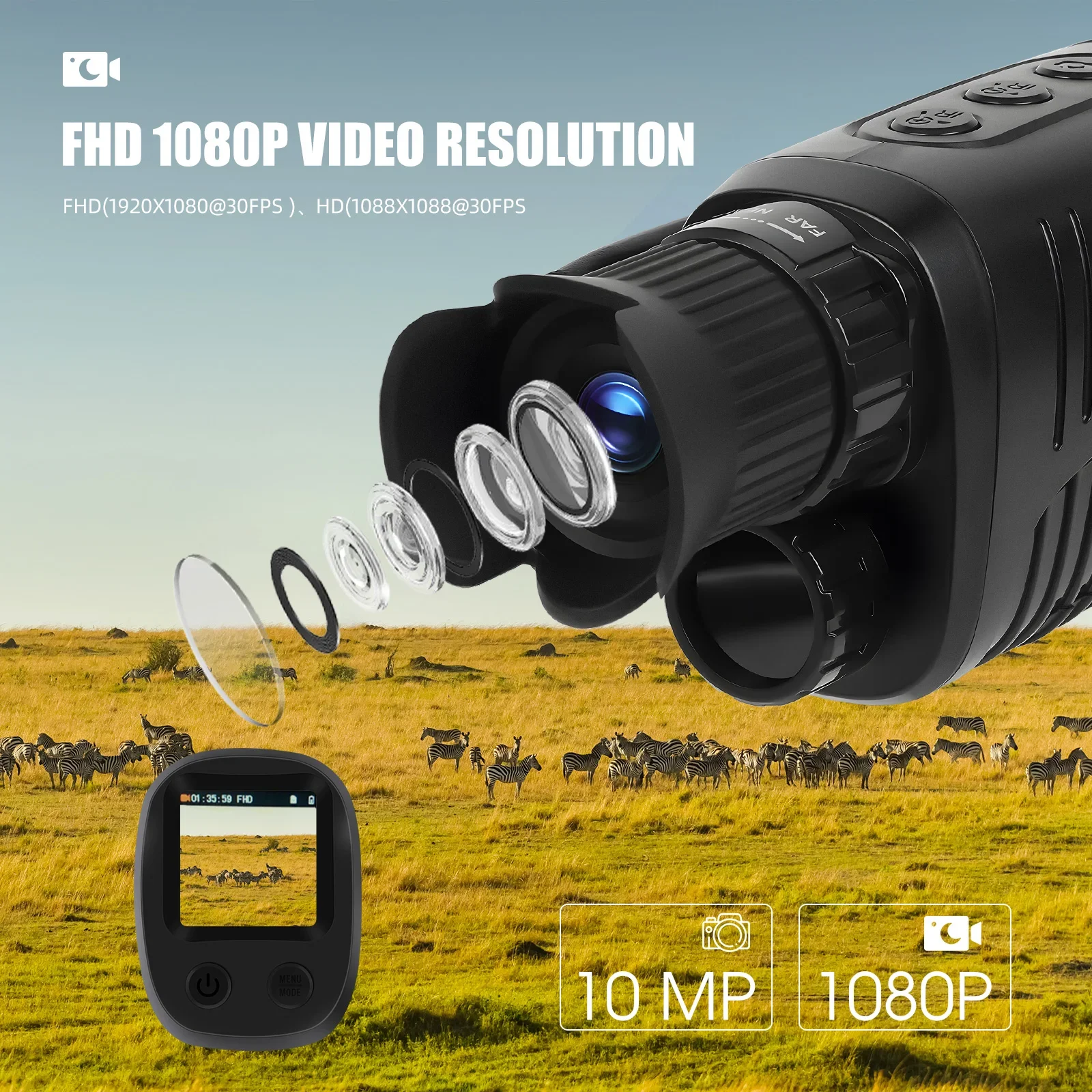 Podofo Car DVR Monocular Night Vision Device DVR 5X Digital Zoom 7X Ultra Infrared Lamp1080P HD For Outdoor Hunting Traveling