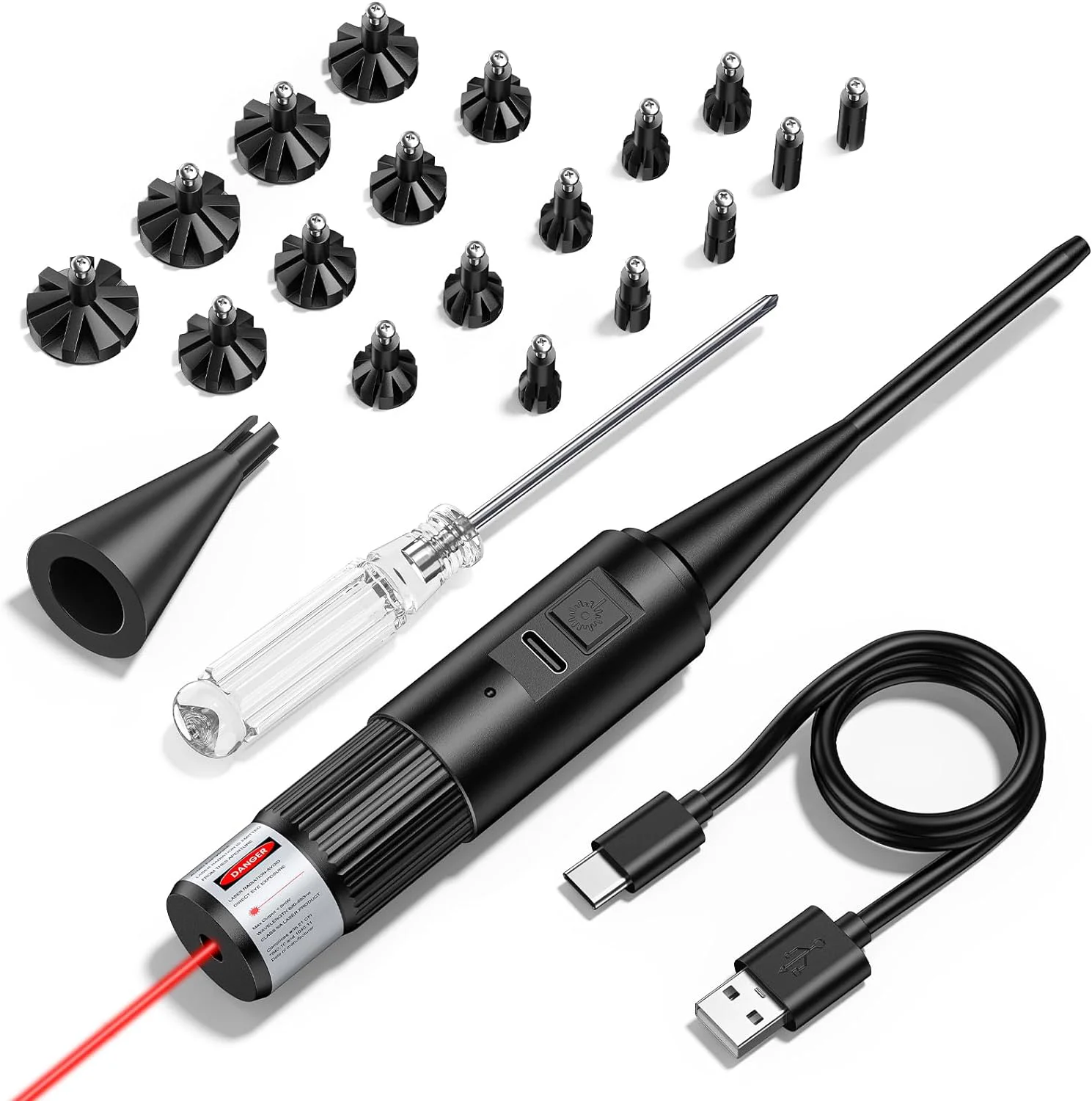 Rechargeable Laser Boresighter .17 .177  .22LR to 12GA Caliber Laser Boresighter Hunting Laser Collimator