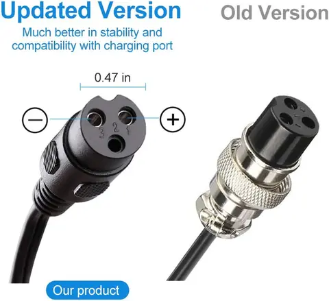 36V 2A Female 3-Pin Lead Acid Battery Charger Power Supply for 36V Boreem Jia, Minimoto, Rad2Go, ,ATV,Go Kart