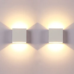 LED Wall Sconces 2Pack 6W Modern Indoor Wall Lamp, White Up Down Wall Mount Lights for Living Room Hallway Bedroom Decor