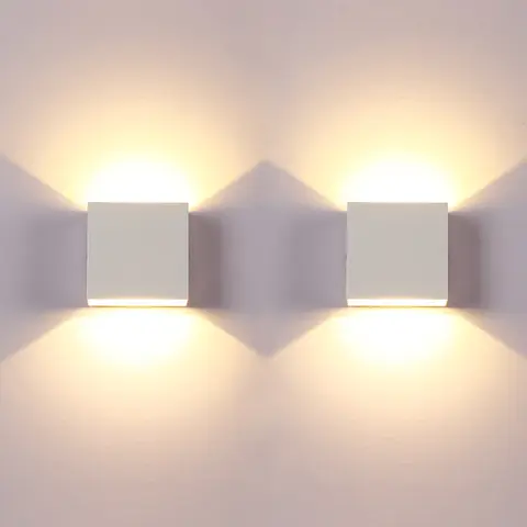 LED 벽 Sconces 2Pack 6W 현대 실내 벽 램프, 흰색 아래로 벽 마운트 조명 거실 복도 침실 장식 Best5