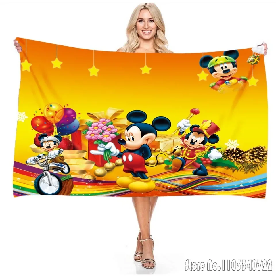 Cute Disney  Mickey Mouse Minnie Mouse Bath Towels Microfiber Beach Swimming Towel Decor for Kids Gift 75x150cm