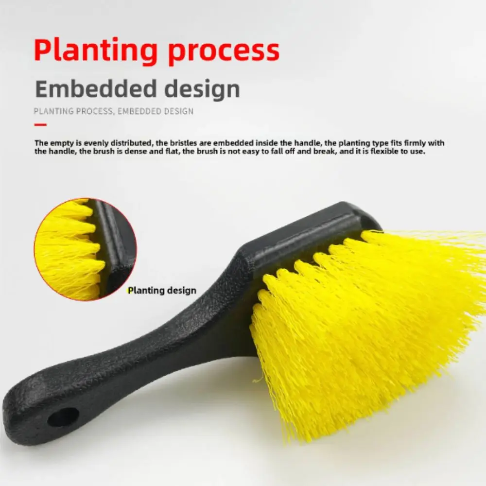 Soft Bristle Car Tire Brush Heavy Duty Short Handle Car Wash Brush Durable Design Ergonomic Handle Wheel Cleaning Brush