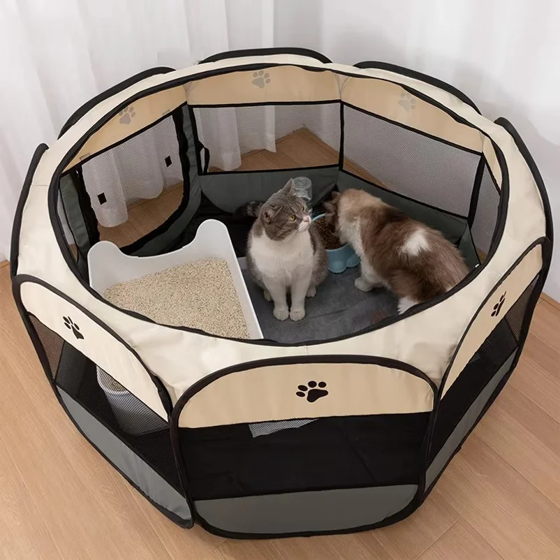 Portable Foldable Cat Tent Cat House Portable Folding Outdoor Travel Pet Tent Cats and Dogs Delivery Room Pets Octagonal Cage