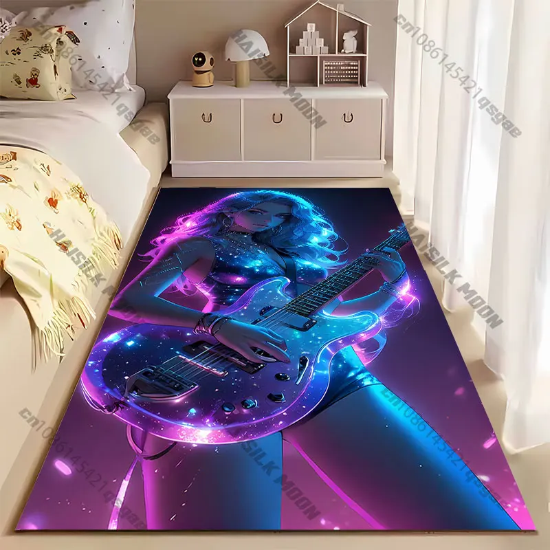 Cosmic music electric guitar vibes carpet Yoga living room room decor children's crawling mat doormat area rug games mat