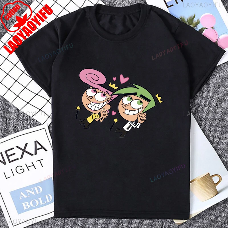 The Fairly Oddparents الموسم 1 الكرتون تي شيرت مضحك تيمي واندا كوزمو الجرافيك موضة القطن تي شيرت Harajuku Y2k للجنسين تيز #6