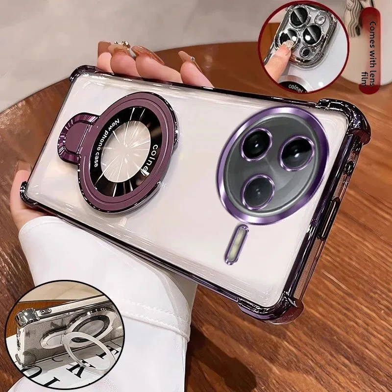 

Case For Xiaomi Civi 5 4 Pro Magnetic Transparent Invisible Stand Electroplated Lens Protection Cover Shockproof Bumper Funda