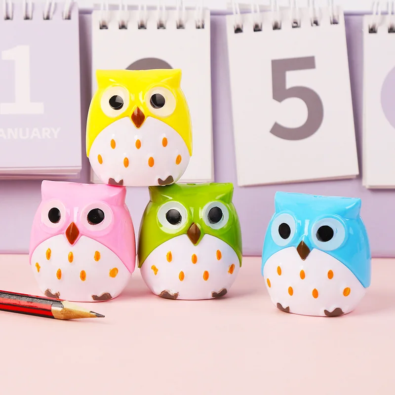 Cartoon Cute Owl Pencil Sharpener Creative Double Hole Pencil Sharpener School Students Stationery Kawaii Gifts Pencil Sharpener