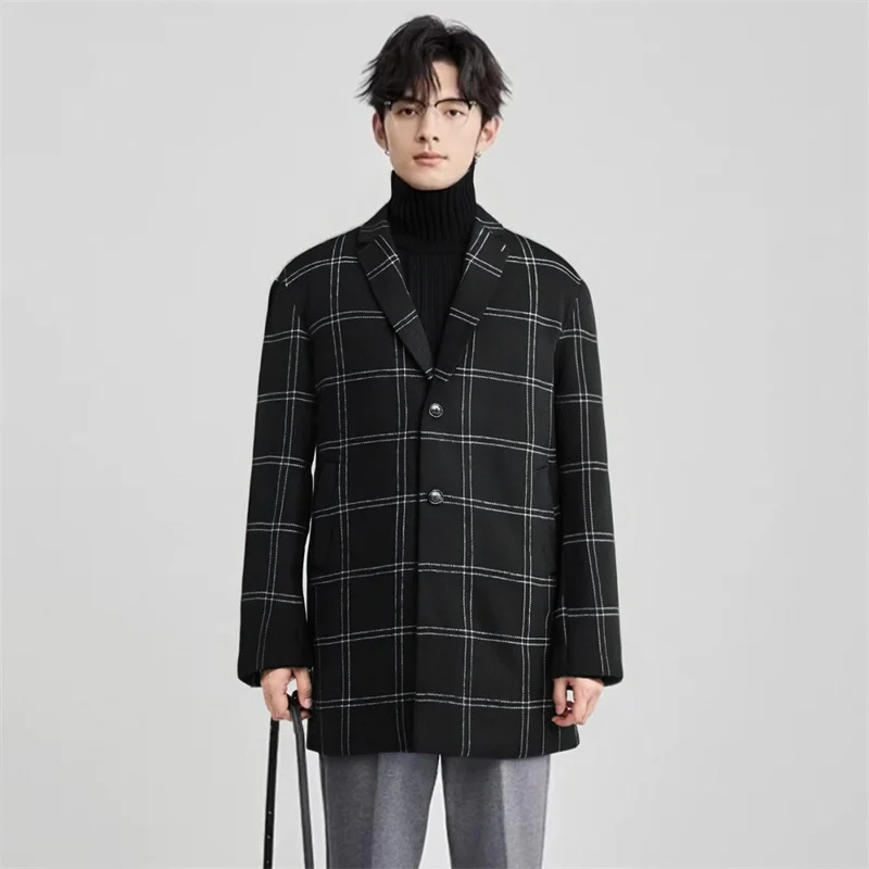 Men Wool 2025 Autumn and Winter New Loose Korean Version Fashionable Woolen Coat With Collar and Casual Men's Coat for Commuting