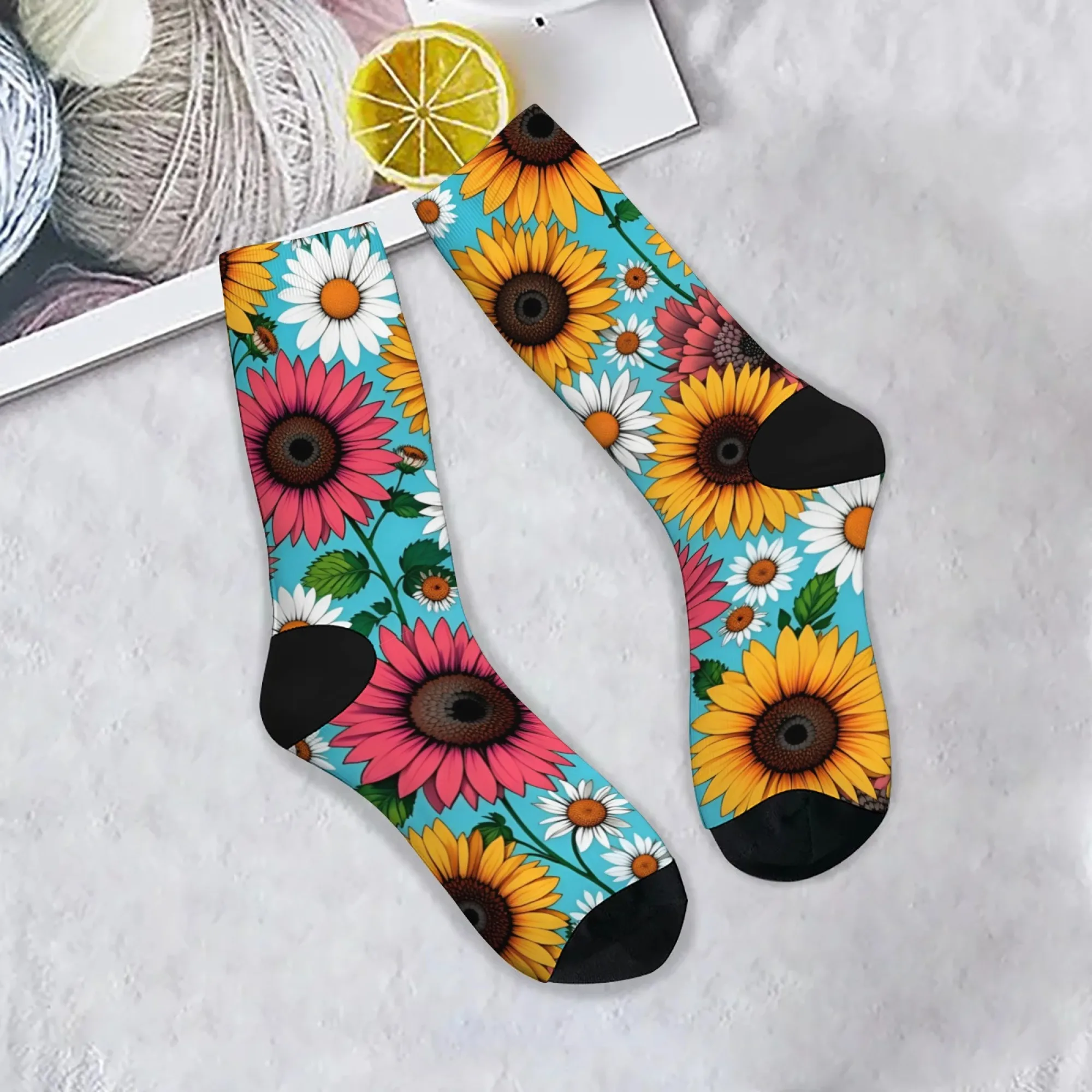 

Мужские носки Harajuku в стиле ретро с принтом ромашки и подсолнуха — новый уличный стиль, модный, пасторальный стиль, повседневные носки, забавный подарок на вечеринку