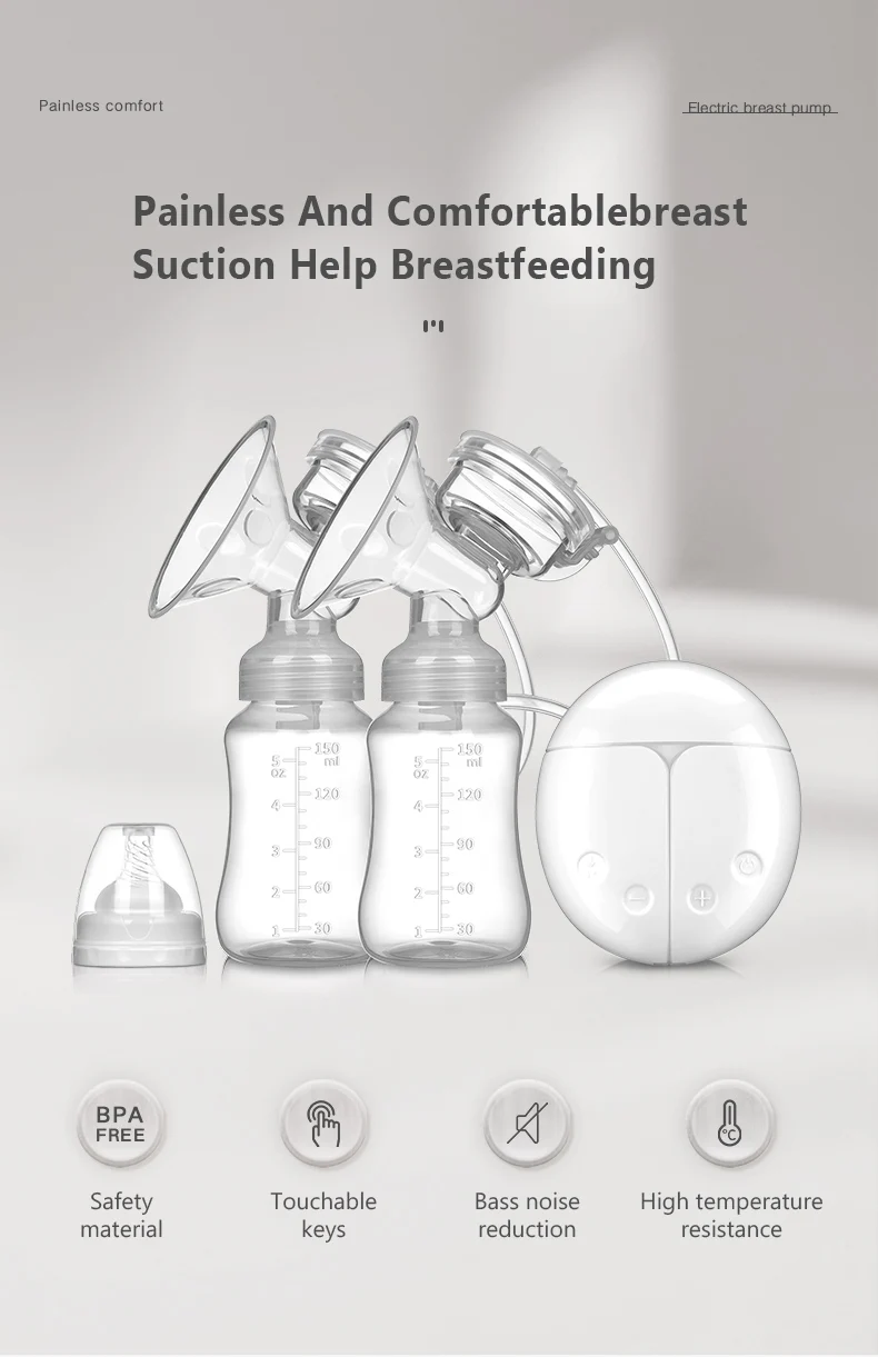 New Electric Double Breast Pump USB BPA Free Breast Pumps Baby Breast Feeding With Nursing Pads and Breast Milk Storage Gift Set
