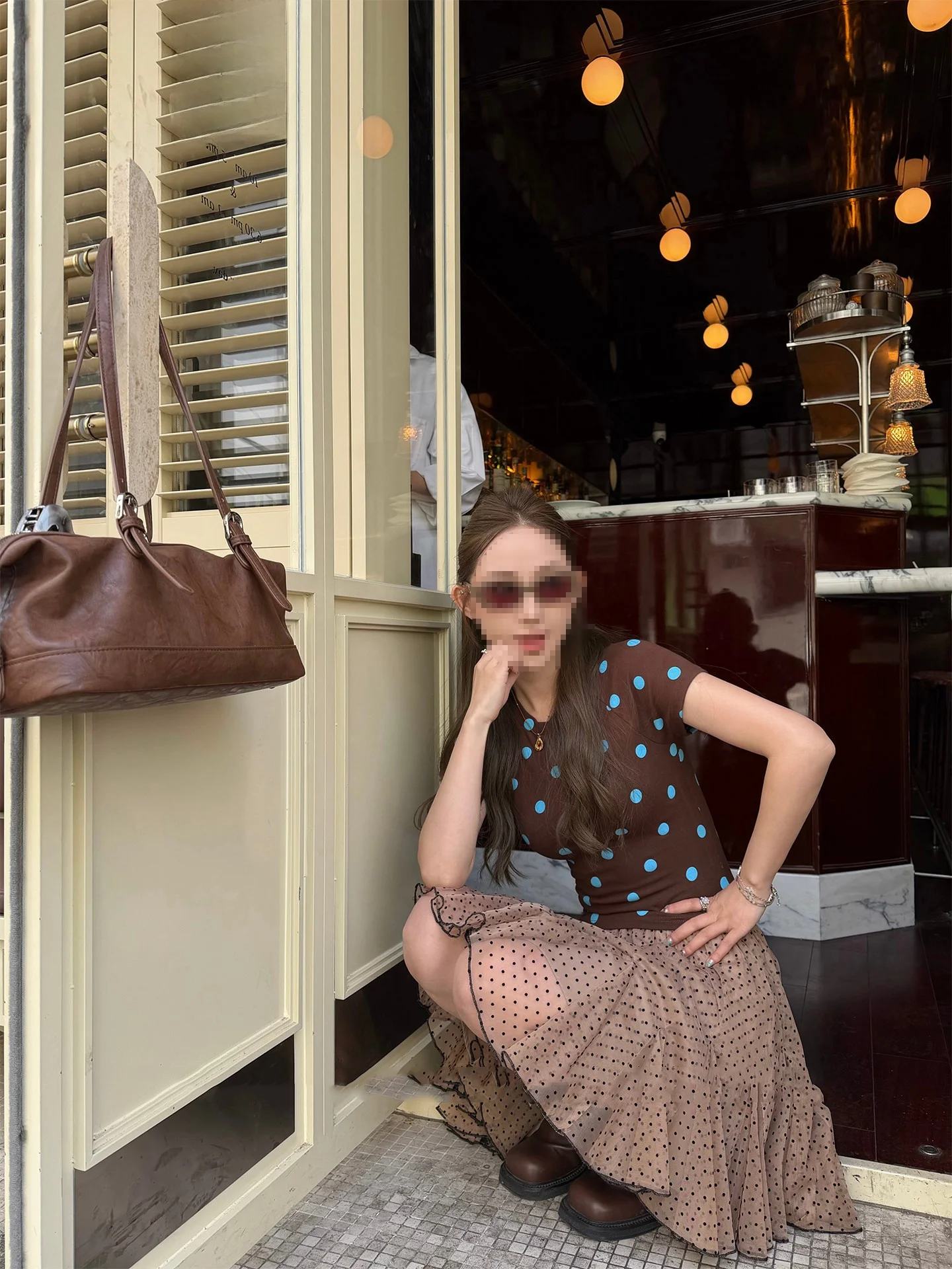 Retro Asymmetrical Polka Dot Tulle Half Skirt Women's Spring Summer Elastic Waist A-Line Flared Short Skirt Korean Style