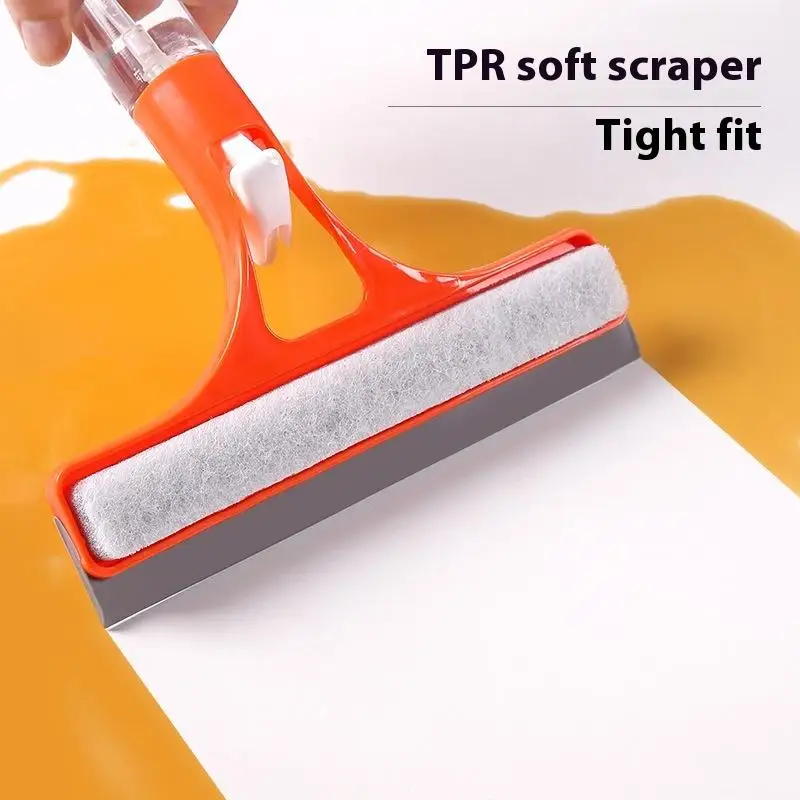 

3 In 1 Window Cleaning Squeegee Multi Function Glass Mirror Wiper With Spray Bottle Microfiber Scrub Household Car Cleaner Tools