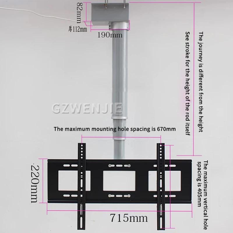 Supporto da soffitto per TV supporto per staffa da tetto telescopico per TV a LED LCD a sollevamento libero a movimento completo 26-70 \