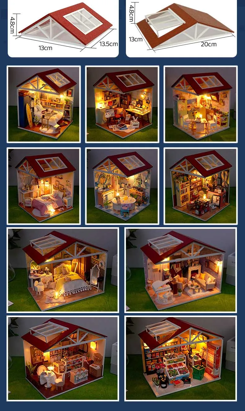 DIY Puppenhaus Holz-Miniatur-Set mit Möbelset Handgefertigtes Modell-Bausatz Spielzeug-Geschenkbox für Geburtstage – Detail 8