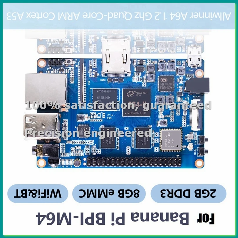 

Плата разработки For-M64 и радиатор охлаждения A64 2GB DDR3 8G EMMC с поддержкой Wi-Fi 1000 Мбит/с и Bluetooth для Linux-PZZW