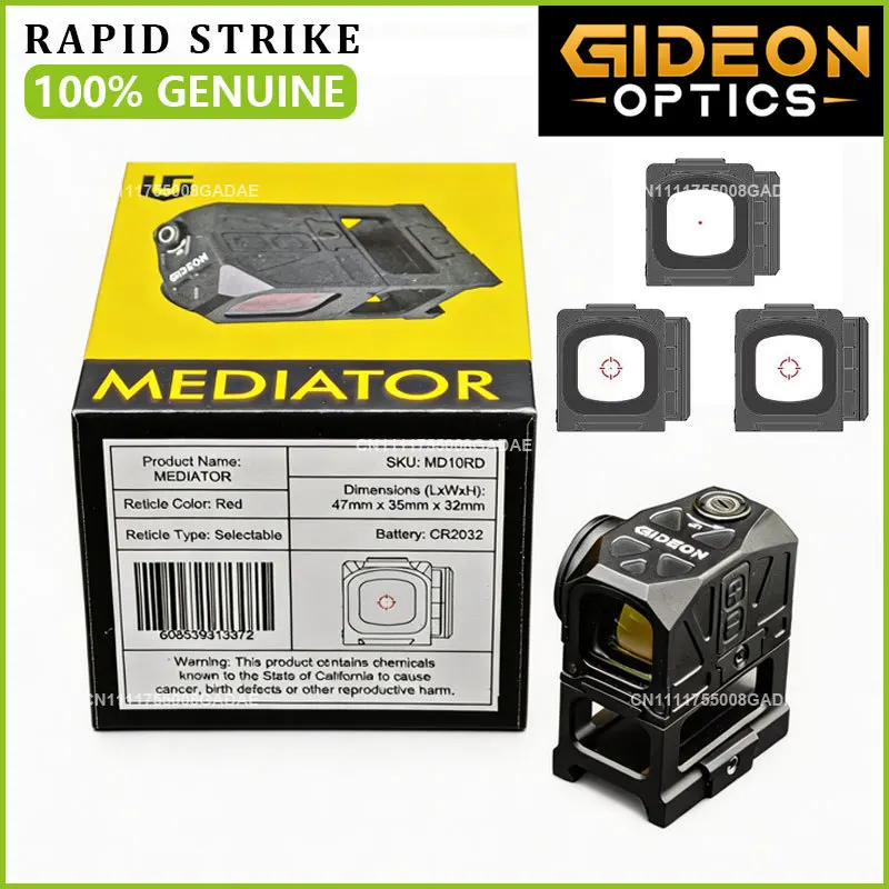 【GENUINE】GIDEON Optics MEDIATOR Red Dot Sight 1×16 Volledig ingesloten pistoolgeweerkijker A-R* Footprint/Picatinny Rail Mount