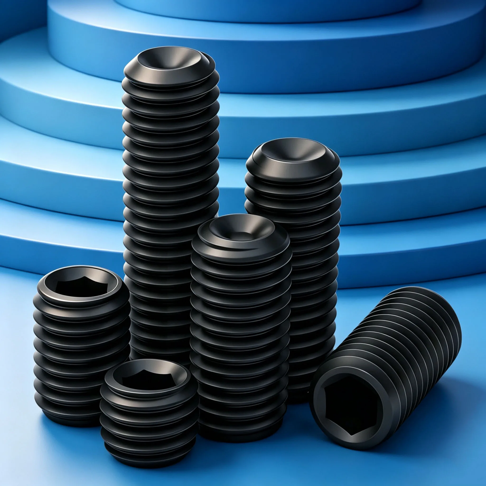 DIN916 Hex Socket Cup Point Grub Screws 3/8‑16 3/8‑24 12.9 High Strength Alloy Steel Headless Machine Set Fastening Bolts