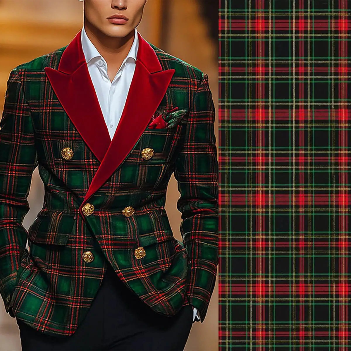 

Christmas Men Suit Fit Classic Business Tailor-Made Suits One Coat Velvet Collar Groomsman Formal Occasions Plus Size Customized