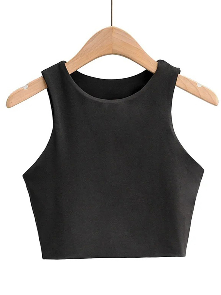  2024 Summer Fashion Women Sexy Slim Tops O-neck Sleeveless Double Nylon Ladies Good Quality Tank Tops 6 Colors 