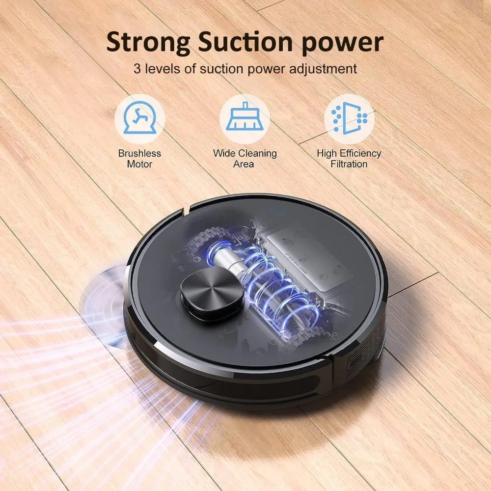 Robot Vacuum and Mop Combo 3000Pa, LiDAR Navigation, 2-in-1 Laser Robotic Vacuum Cleaner, 5 Editable Mapping, 1