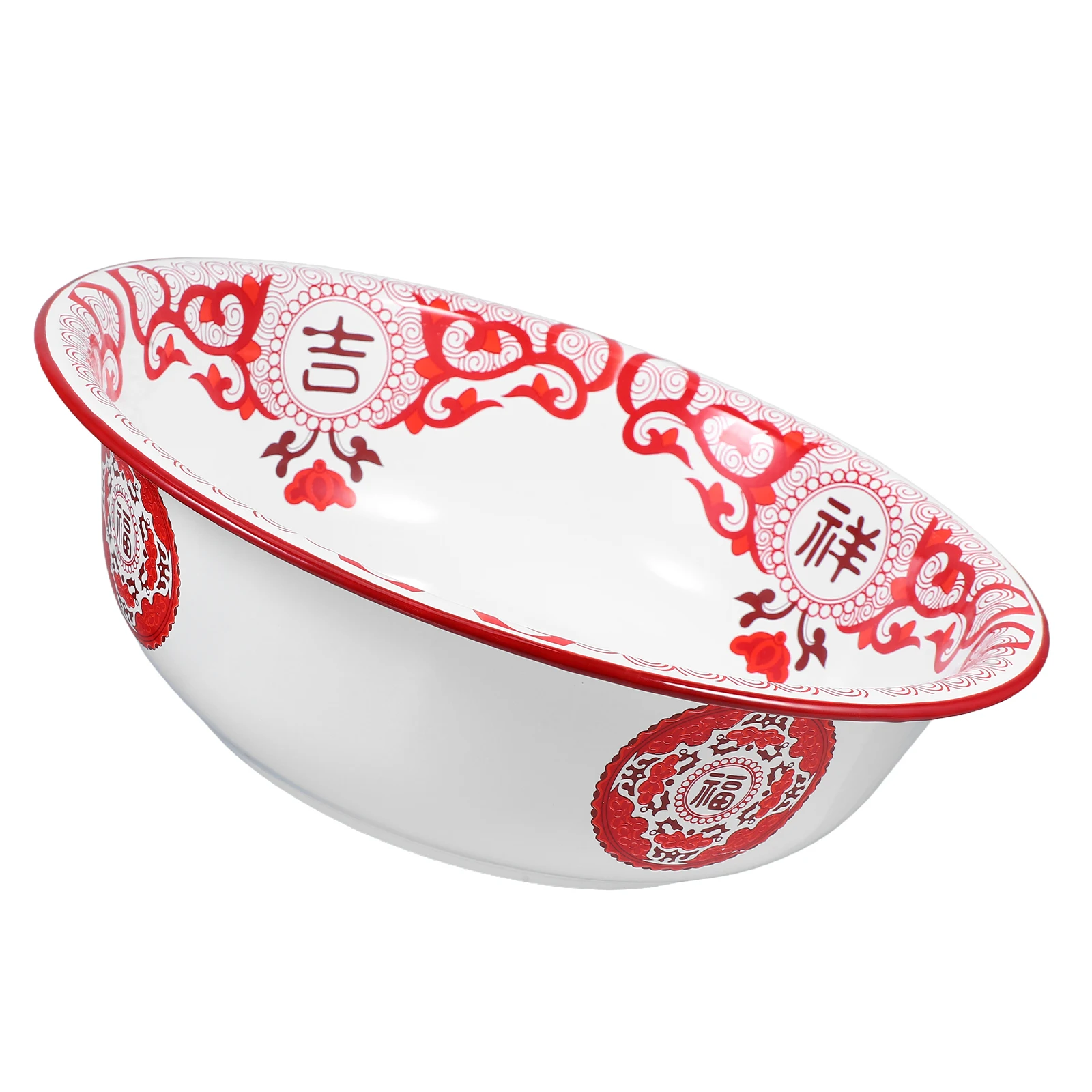 

Vintage Enamel Basin Large Capacity Enamelware For Kitchen Washing Vegetables Kneading Dough Serving Soup Face Laundry