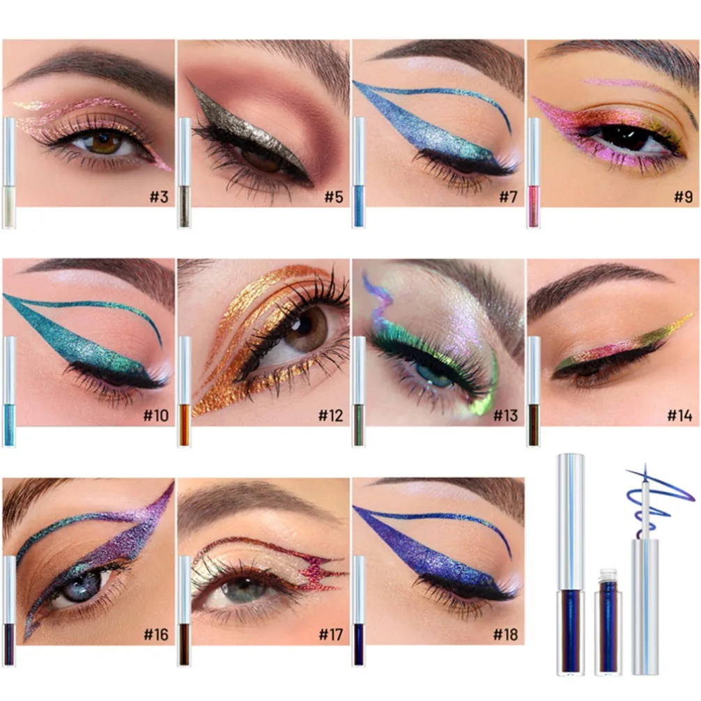 19 Colors Chameleon Waterproof Color Changing Liquid Eyeliner Private Label Custom Logo Vegan Makeup Wholesale Eye Liner