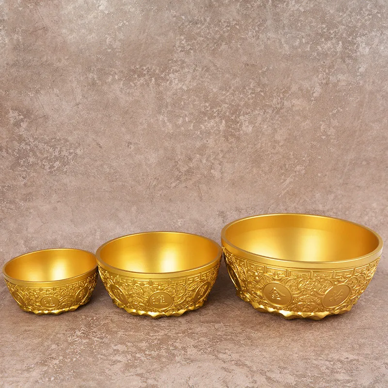 Creative Copper Cornucopia Ornaments Decoration, Home Living Room Shop Opening for Buddha Supplies Decor Basin Pattern Bowl, 1Pc