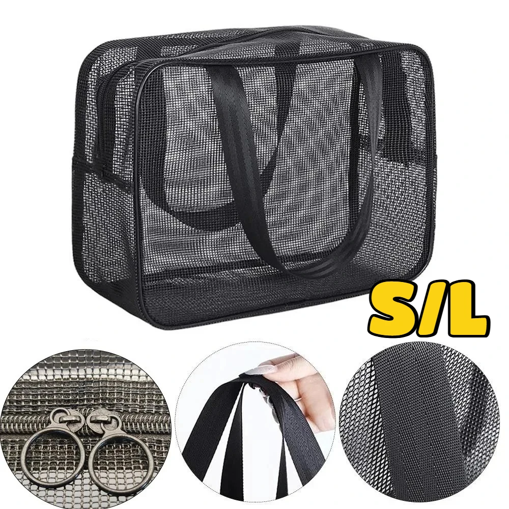Mesh Shower Caddy Tote, Large Capacity Toiletry Organizer for Travel, Quick Dry Hanging Bag with Zipper for Gym Cosmetics