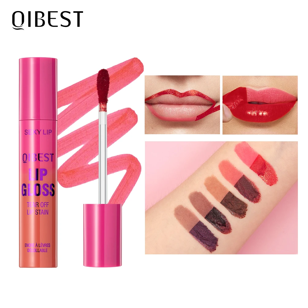 Qibest Peel Off Lip Stain Matte Outline Contour Tattoo Lipgloss Wasserdicht Transferbeständig Tear Off Lip Tint Lasting Cosmetic