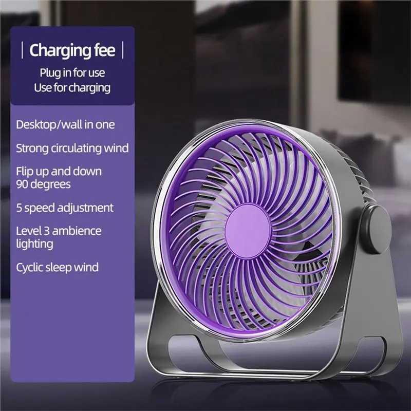 B51CNEW! Cordless Electric Fan 4000Mah USB Kitchen Wall Mount Air Cooler Air Conditioner Home Desktop Toilet Air Circulator Fan