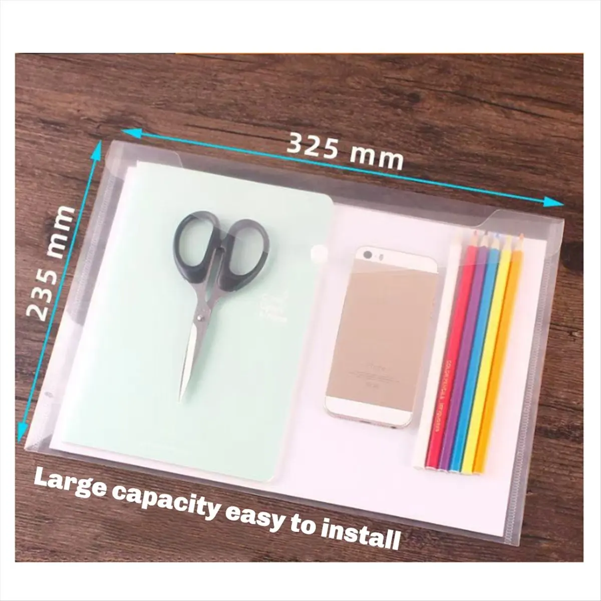 KSOL 50PCS Transparent Waterproof Envelope Folder with Buttons, A4 Size, Thickened Plastic Material for School Office