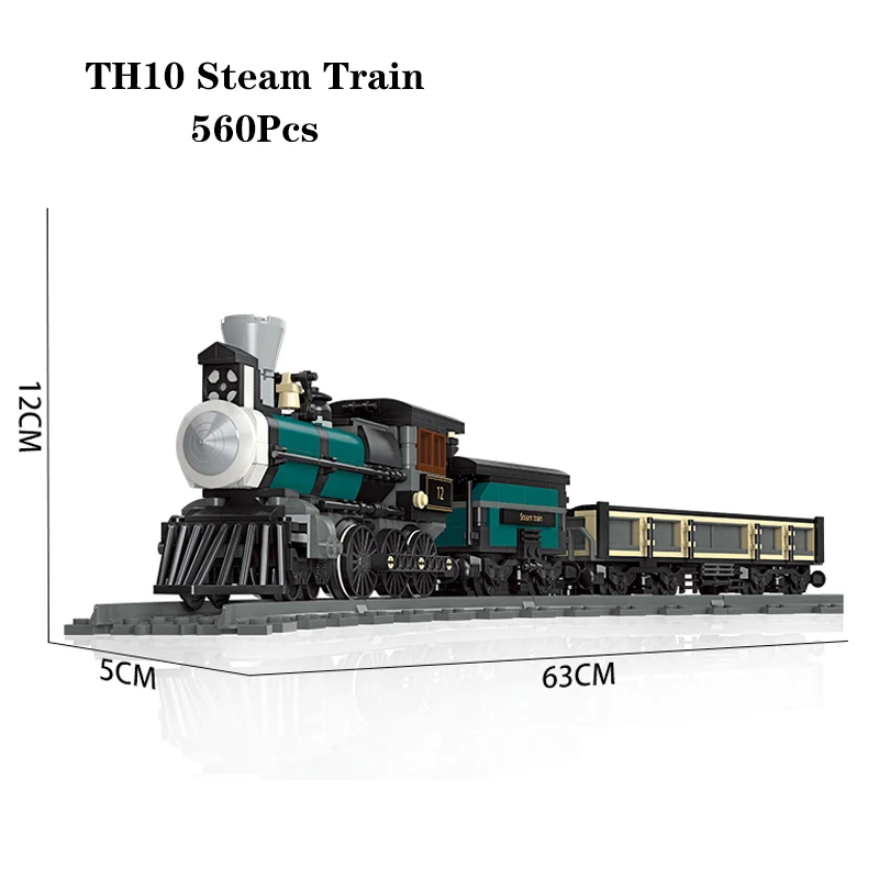 Compatible With LEGO Big Rail Car Locomotive Building Blocks Toys Model City Steampunk Era Bricks Retro Train With Power Motor image 3