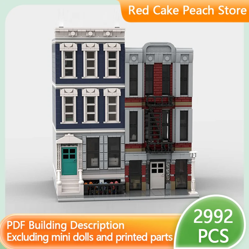 Street View Model MOC Building Bricks Modular Apartment Buildings Modular Technology Gifts Holiday Assemble Children Toys Suit