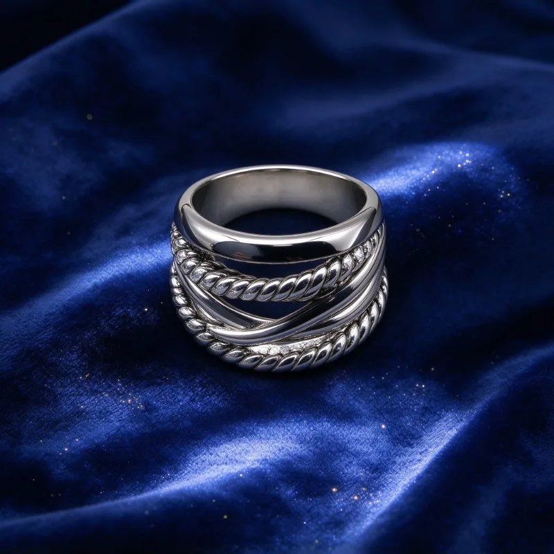 Spiral Twist Cable Finger Ring, Vintage Braided Rope Style Band Ring, Stackable Minimalist Metal Ring, Fashion Women Jewelry for Daily Matching Holiday Gift