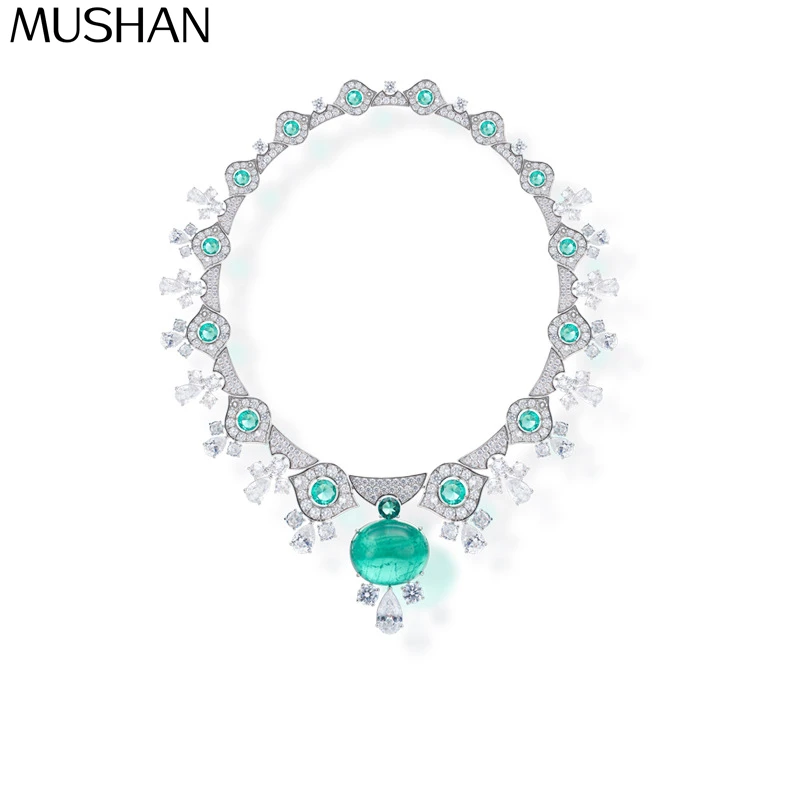 

MS MuShan Designer Jewelry 925 Sterling Silver Necklace Zircon 7A Classic Daytime for Bride 18K Gold Plated Premium Pendant