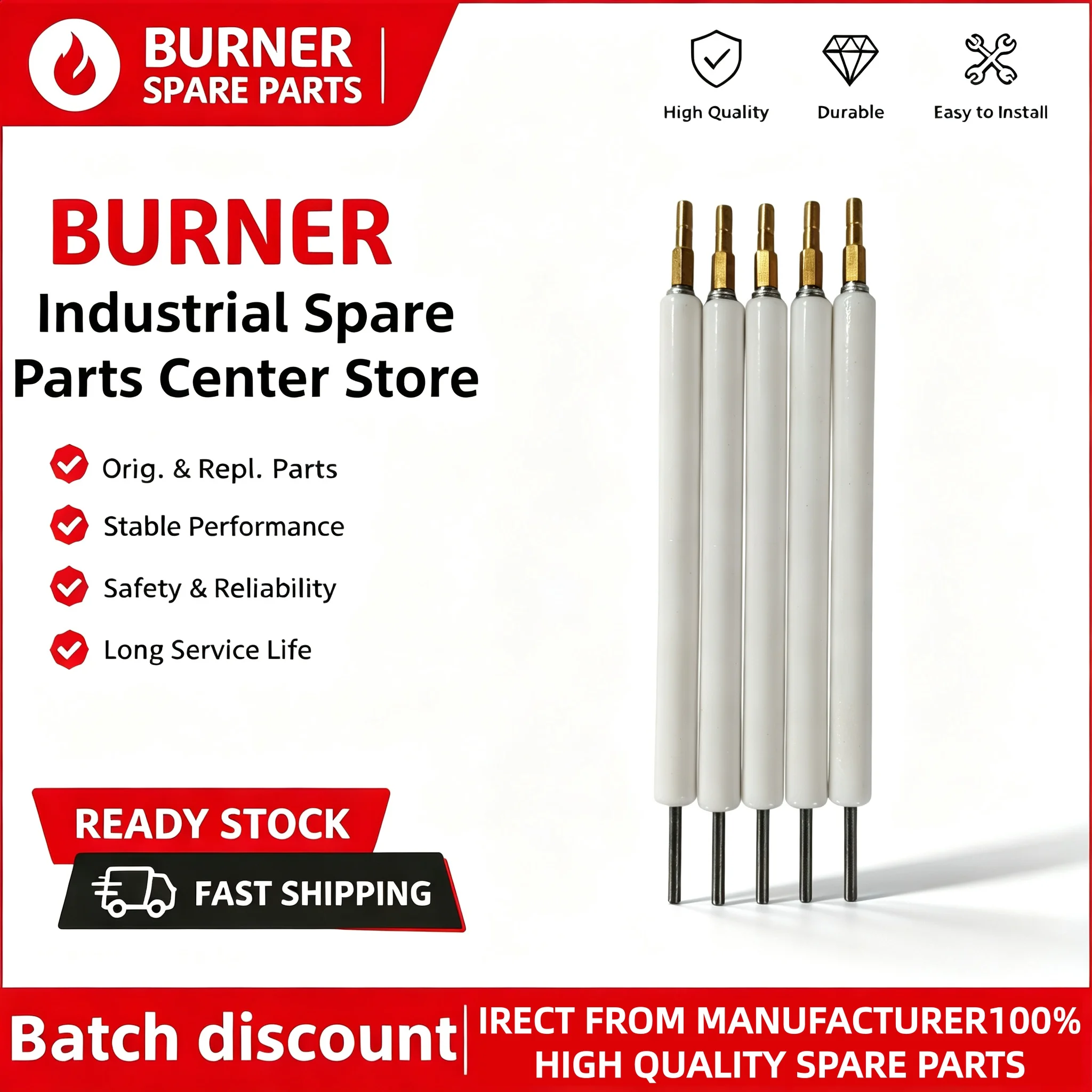 RS5 RS5D Dual Purpose Spark Ignition Ion Detection Electrode Compatible OEM Industrial Heating Furnace Safety Accessories