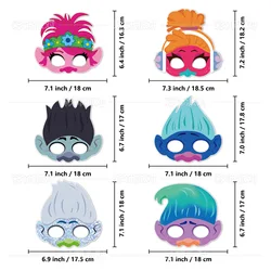 6/12pcs Disney Trolls Anime Decorative Paper Glasses Masks Photos Role Playing Props Children's Happy Birthday Party Supplies