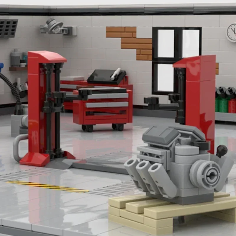스트리트 뷰 모델 Moc 빌딩 벽돌 튜닝 차고 액세서리 기술 블록 선물 크리스마스 장난감 DIY 세트 조립