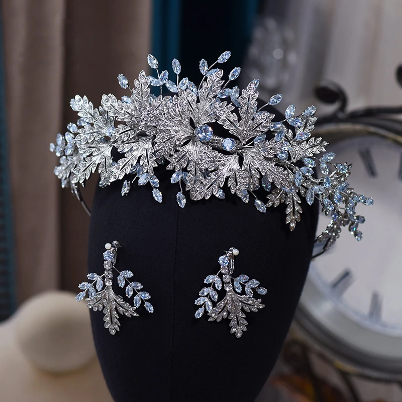 

European CZ Crystals Wedding Tiaras Headpices Sparkling Bridal Headbands Brides Hair Accessories Evening Head Wear