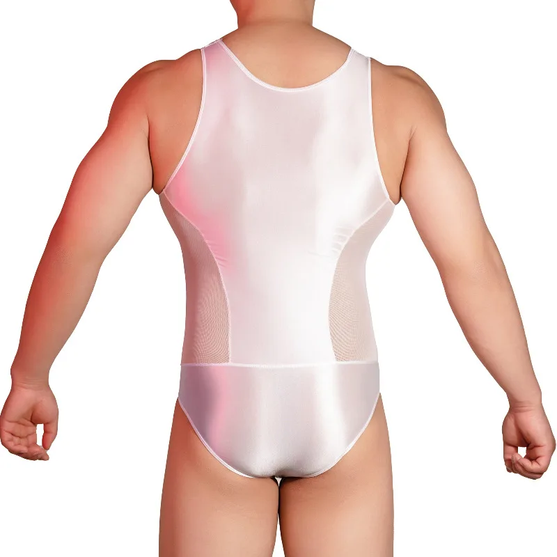 

Men Bodysuit Shiny Oil Glossy Rompers Elastic Vest Leotard Breathable Jumpsuit Men's Underwear One-piece Undershirts Sleepwear