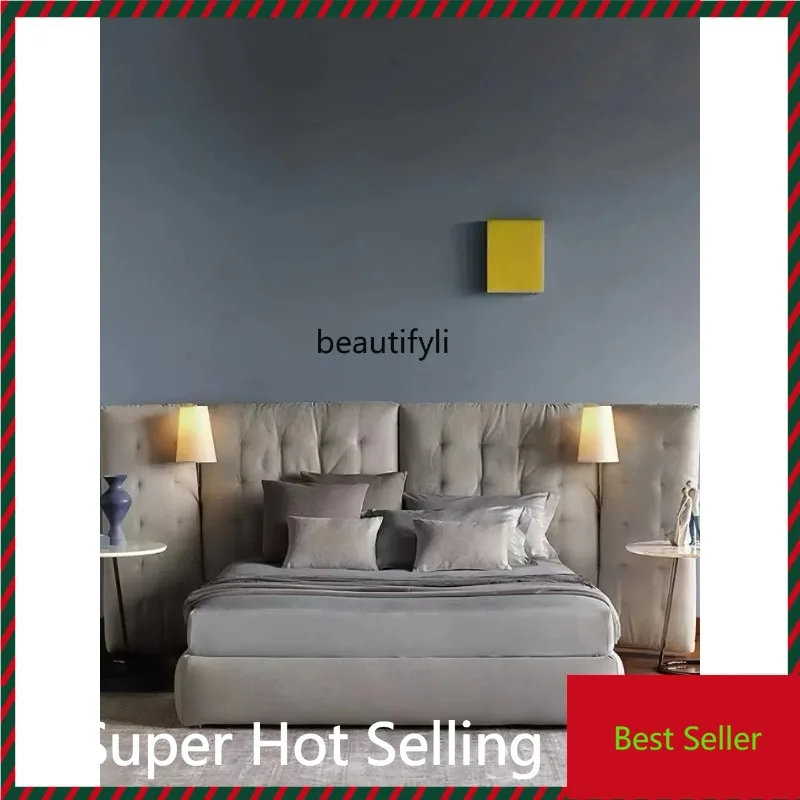 K132 Leather art bed Fabric art bed Italian double master bedroom marriage bed advanced sense large flat leather art