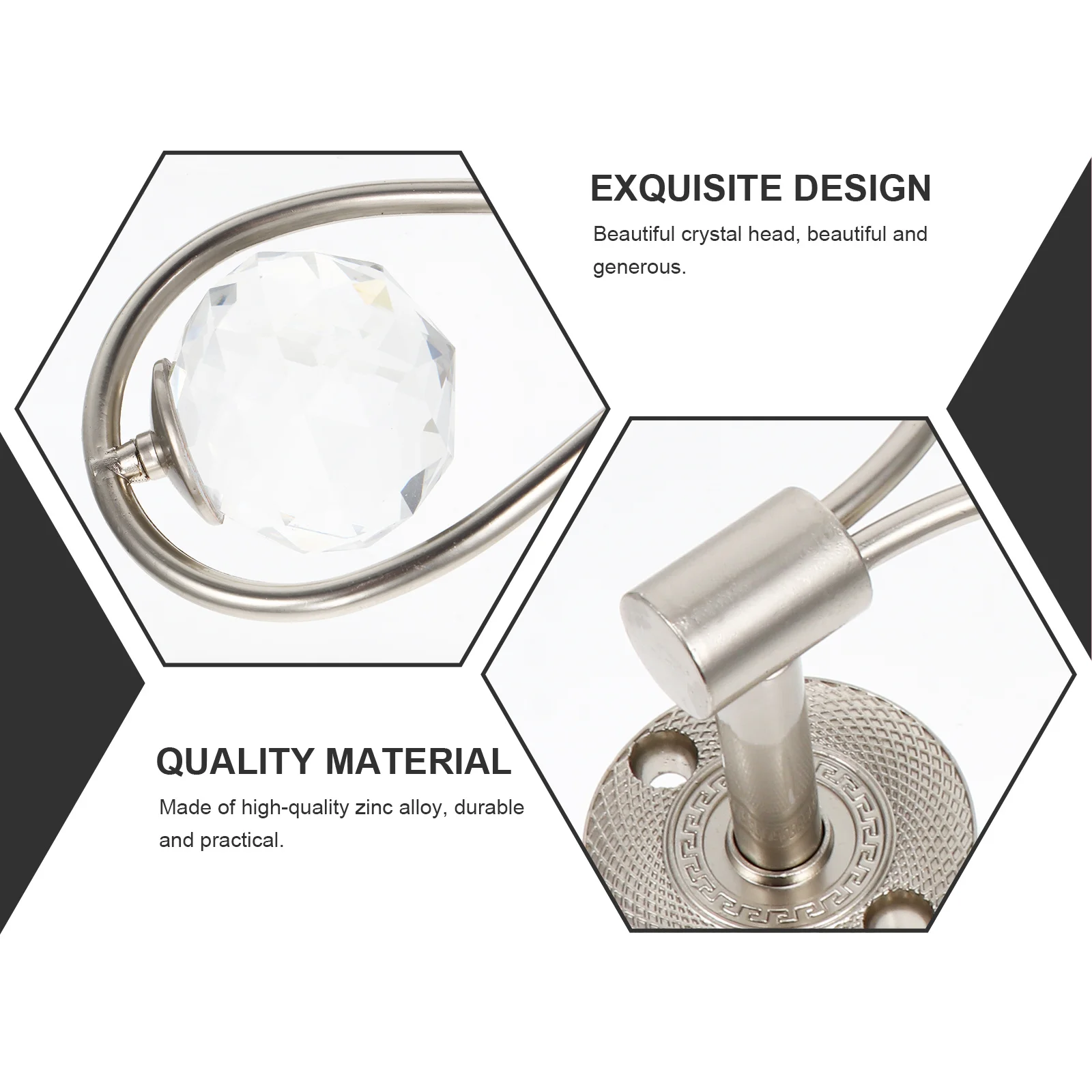 

Zinc Alloy Wall Hook Wall-mounted Curtain Tieback Hooks Home Fixing Multifunction Drapery Holders Crystal