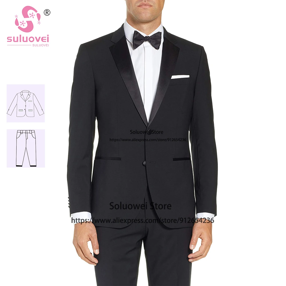 

Fashion Slim Fit Suits For Men Wedding 2 Piece Pants Set Formal Groomsmen Dinner Party Tuxedos Blazer Costume Homme Pour Mariage