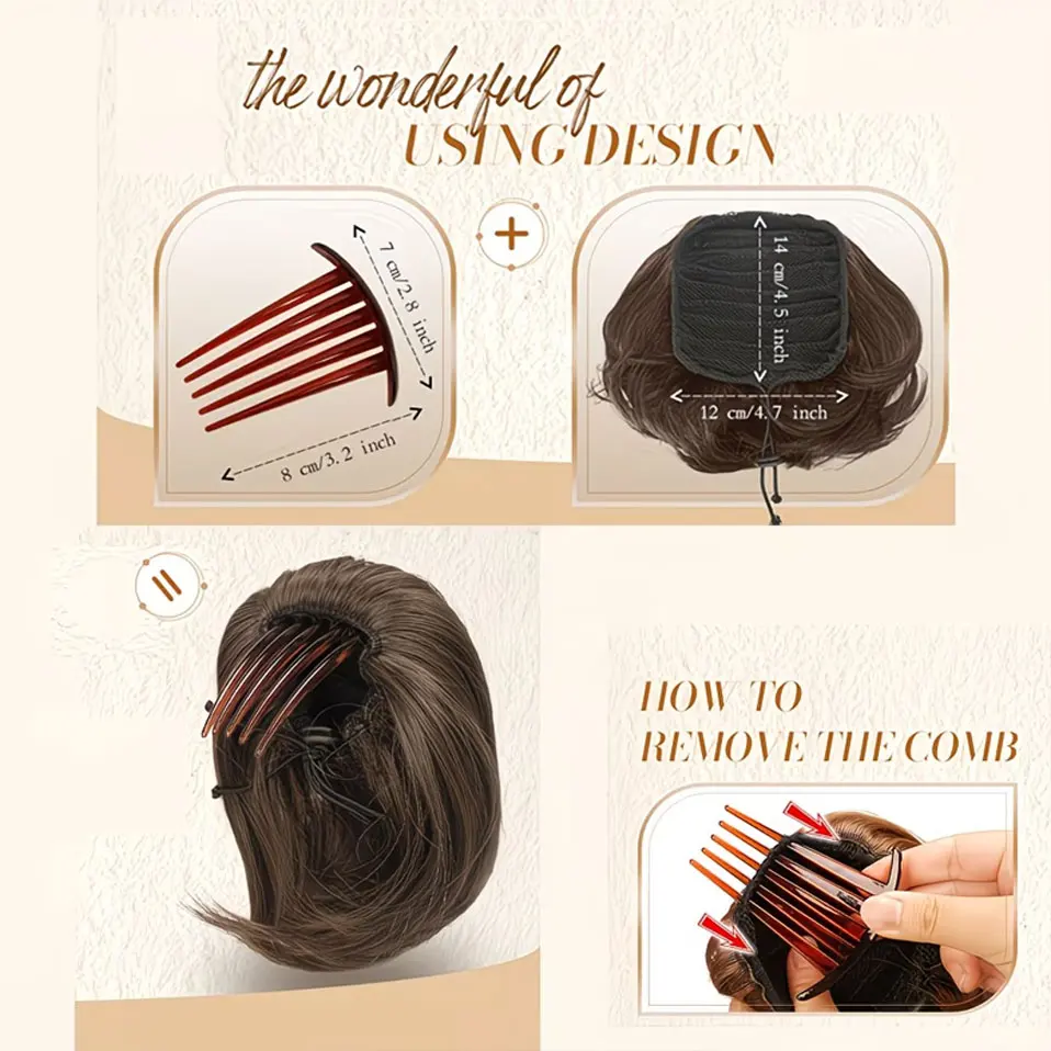 BENEHAIR-Extensión de cabello sintético para mujer, moño Scrunchy, extensión de cabello Updo, Donut, moño con cordón, moño falso